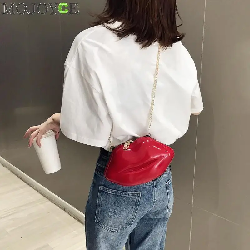  Lips Shape PVC Handbags Solid Zipper Shoulder Bag Crossbody Messenger Phone Coin Bag Evening Party  - 32984014110