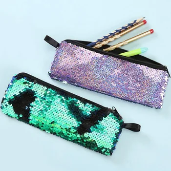 

Fashion Cosmetic Bags Double Color Sequins Handbag Cosmetic Bag Makeup Pouch Women Girl's Pencil Bags High Quality