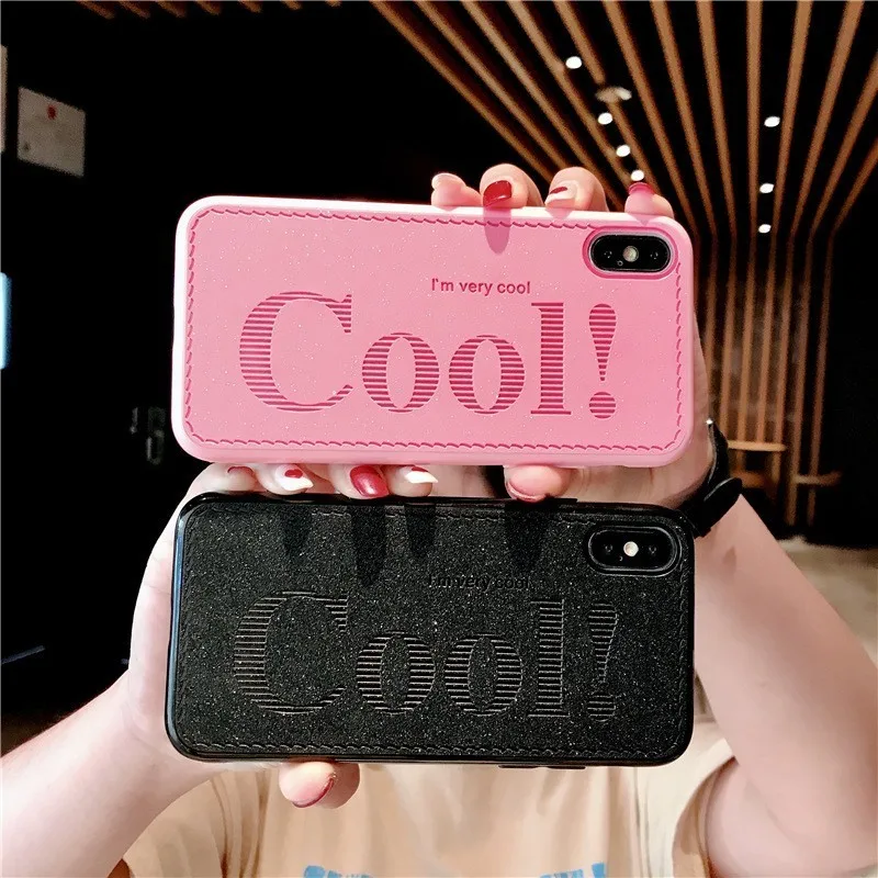 

2019 Words 3D Print Case for iPhone 7 8 PLUS 7 8 6s plus 6 6s Glitter Case for iPhone XS MAX XR XS X Soft TPU Cover Solid Coque