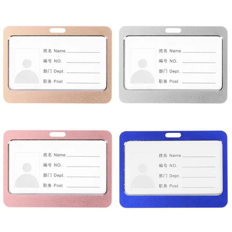 Aluminum Name Card Badge Holder Alloy Staff Business Work
