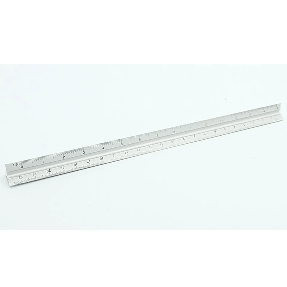 

Scale Ruler 30cm Technical Triangle Engineer Ruler Aluminum Alloy Silver Accurate Architect Clear Scale #1108