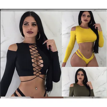 

Meihuida Swimwear Women Bikini 2019 Women High waist Swimwear Bandage Bikini Set Push-up Padded Bra Bathing Suit Swimsuit Women