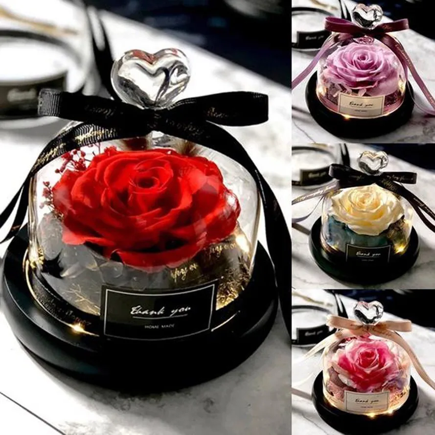 Светодио дный LED красота Роза и чудовище батарея питание красный цветок свет шнура настольная лампа Романтический День Святого Валентина