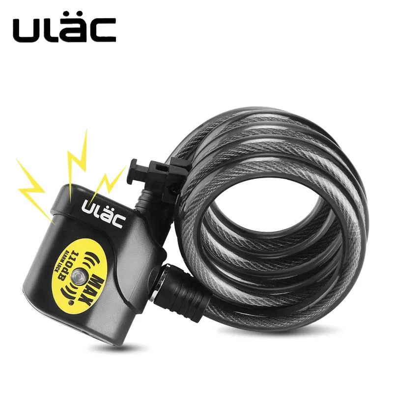 

ULAC Bicycle Lock 1200mm*12mm bike Motorcycle Bicycle Alarm Cable MTB Car Lock Anti-theft 110dB High Quality