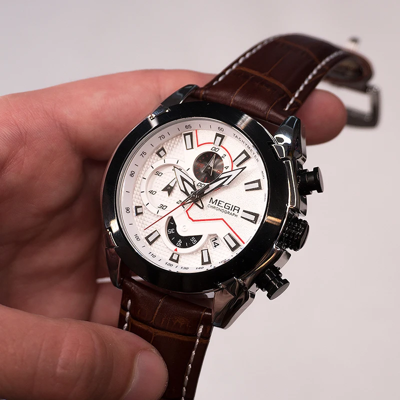 MEGIR, военные спортивные часы для мужчин, Топ бренд, роскошные кожаные армейские кварцевые часы, часы для мужчин, креативный хронограф, Relogio Masculino