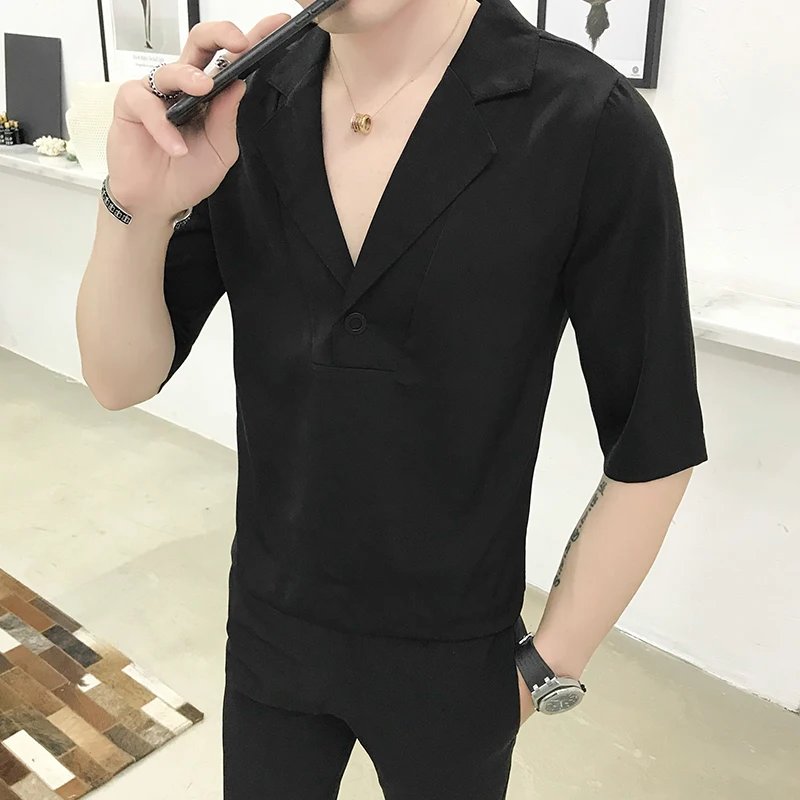 2019 Summer Fashion Solid Color Leisure Time Short Sleeve Fashion Self-cultivation T shirt men tops Hot Sale 2019 Summer Fashion Solid Color Leisure Time Short Sleeve Fashion Self-cultivation T shirt men tops Hot Sale