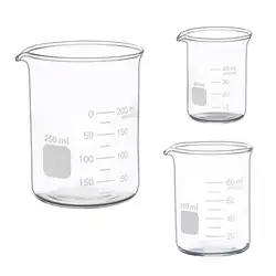PPYY NEW-стеклянный мерный набор для стаканов с низкой формой 50 мл 100 мл 250 мл стеклянный Градуированный набор для стаканов