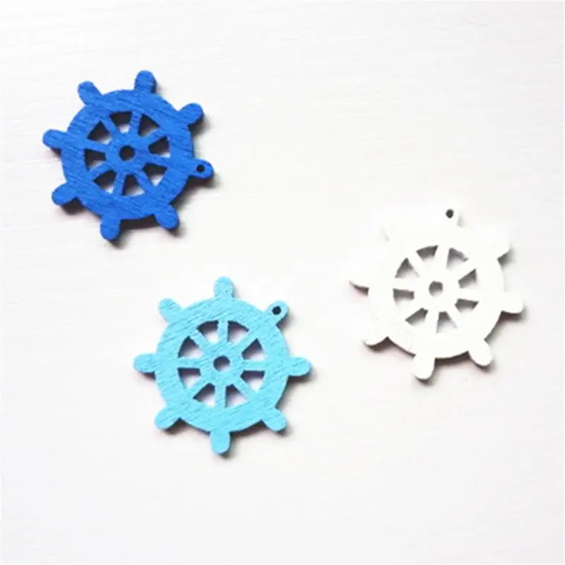 

New 50 Pcs Mini Navy Boat Rudder Spear Pendant Wooden Decorative Buttons Scrapbooking Home Decorations DIY Cloth Sewing