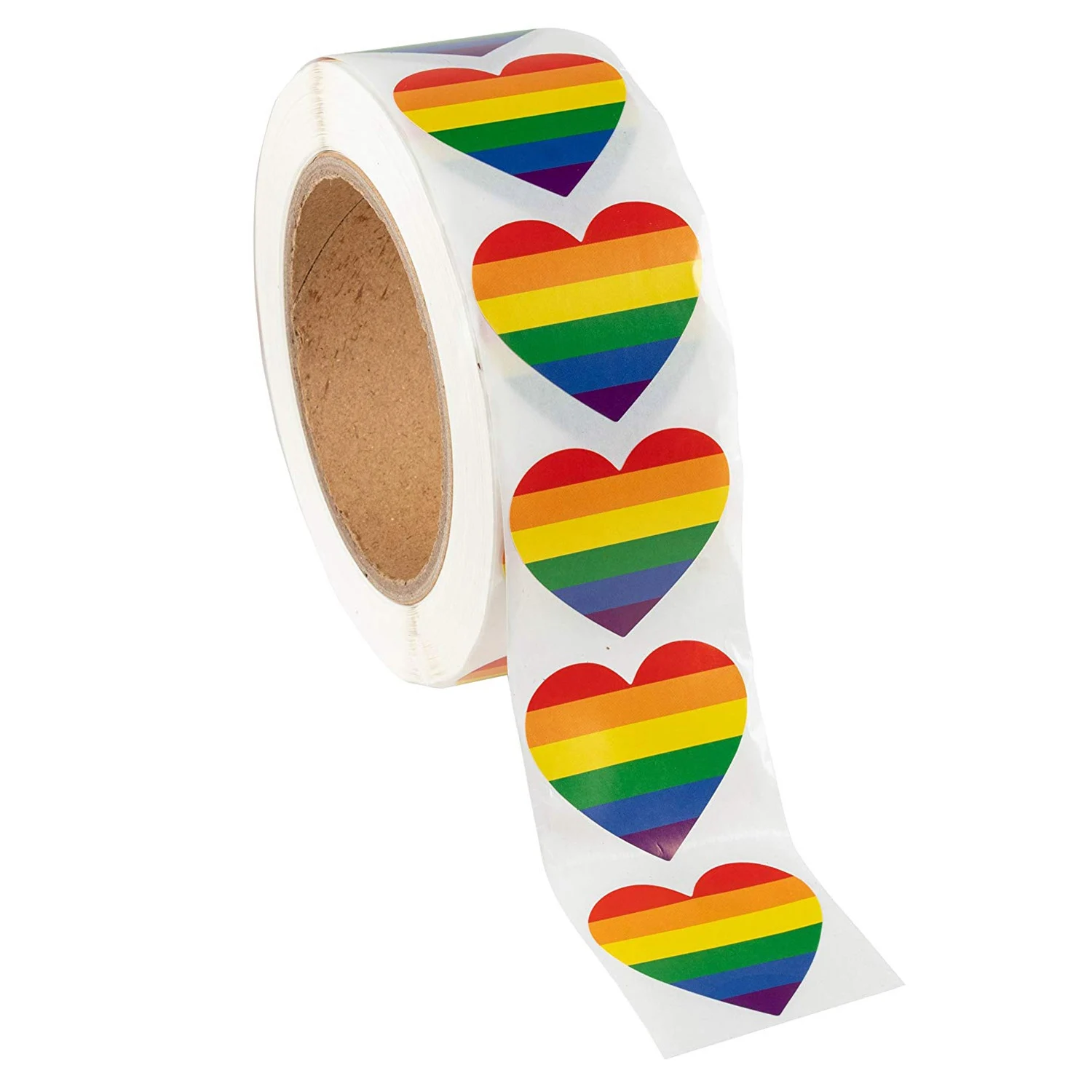 

CNIM Hot Gay Pride Stickers Paper-500-Count Love Rainbow Stickers Roll In Heart-Shaped,Pride Flag Labels For Gifts,Crafts,Envelo