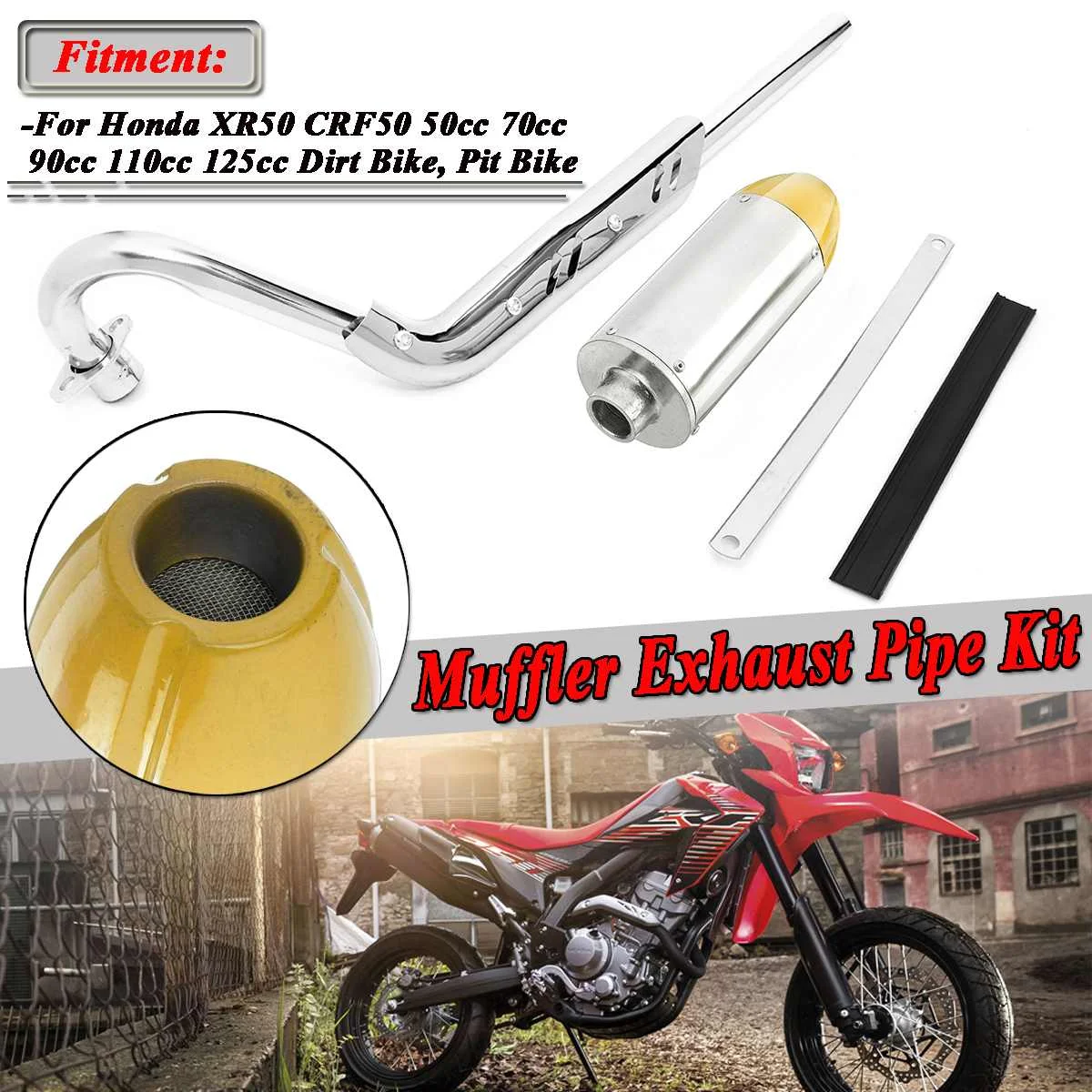 New Motorcycle Muffler Exhaust Pipe System Kit Universal For Honda XR50