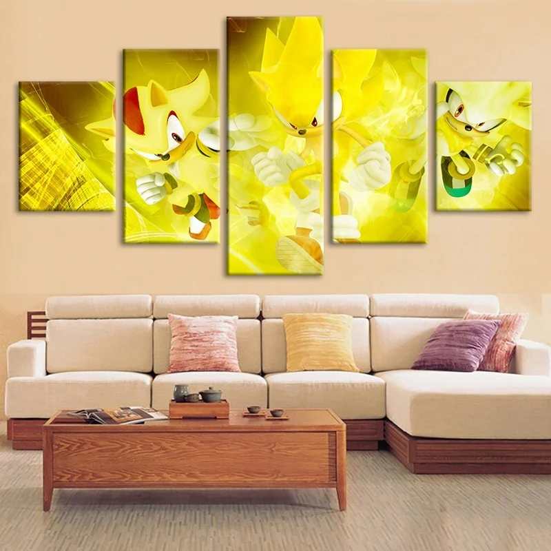 

5 Pieces Anime Picture Super Sonica Poster Wall Picture Friends Gifts Sonic The Hedgehog Game Poster Wall Art