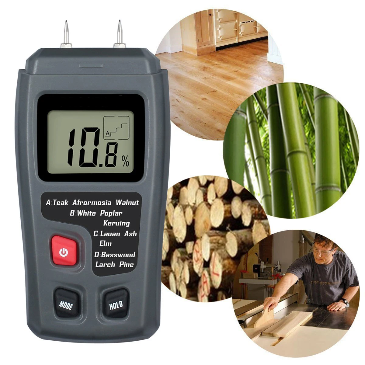 Цифровой измеритель влажности бревна/0-99% тестер влажности древесины детектор/дров бревна древесины измеритель влажности