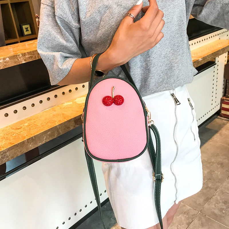 

Bag girl 2019 new bag fashion trend collision cherry small pack chain women's slant span bag