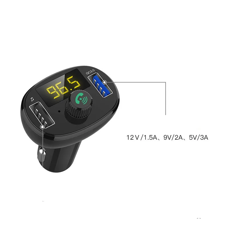 Car MP3 Player Bluetooth Kit With QC3.0 Dual USB Fast Charge Wireless Music FM Transmitter Mobile Phone Handsfree Car Charger Car MP3 Player Bluetooth Kit With QC3.0 Dual USB Fast Charge Wireless Music FM Transmitter Mobile Phone Handsfree Car Charger