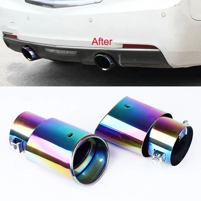 

1pc Brand New And High Quality Stainless steel Rainbow ID 2.5''/60mm Car Exhaust Pipe Muffler Tip Tail for most cars