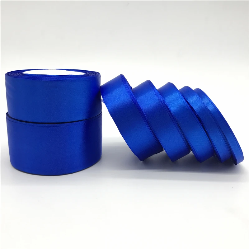 25yards/roll (6mm-50mm) Blue Silk Satin Ribbon Polyester Ribbon Bow ...