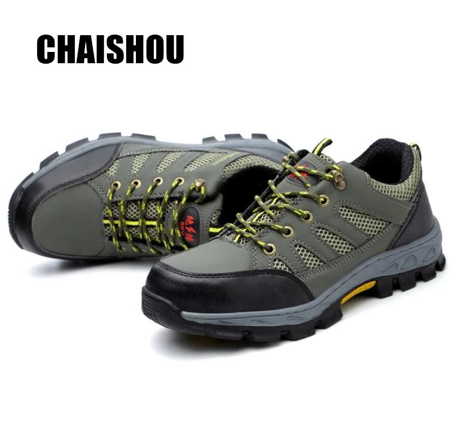 2019 Summer woman men Work shoes boots lace-up Anti-smashing anti-piercing Flying wire weaving Breathable Steel toe cap CS-314