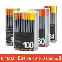 24/36/48/60/72/100 Цвета 0,4 мм тонко пишущие акварельных маркерных ручек красочные waterbasis Рисование Раскрашивание художественный Маркер ручки подарки для детей