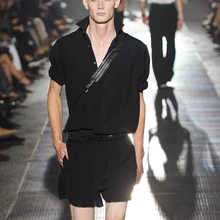 27-444! новая мужская одежда короткий рукав боди оснастка тонкий черный dj плюс размер певица костюмы