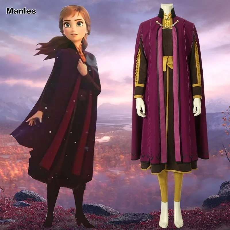 

Anna Queen Costume Snow Ice Pricess Cosplay Adult Froze Custom Halloween Christmas Carnival Full Set Party Dress Disfraz Fancy