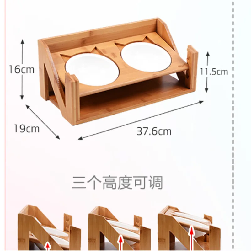 Регулируемый по высоте обеденный стол миска для домашних животных деревянные наклонные кормушки для собак противоскользящая двойная миска для кошек с наклонной подставкой CW121