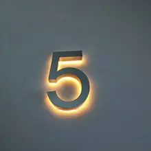 Заказной Солнечный 3d светодиодный светильник с подсветкой из нержавеющей стали адресованный номер дома для рекламного дисплея