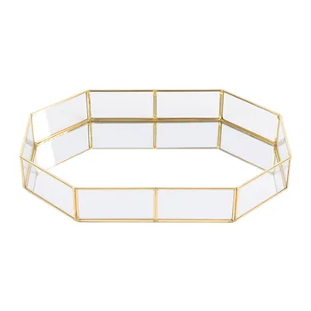 

Nordic Style Glass Copper Geometry Storage Baskets Box Simplicity Style Home Organizer For Jewelry Necklace Dessert Plate