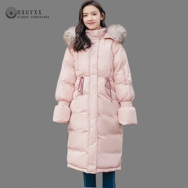 Теплая зимняя куртка с меховым воротником, женское длинное пальто размера плюс, толстая свободная хлопковая парка с капюшоном в стиле милитари, женская верхняя одежда okd665