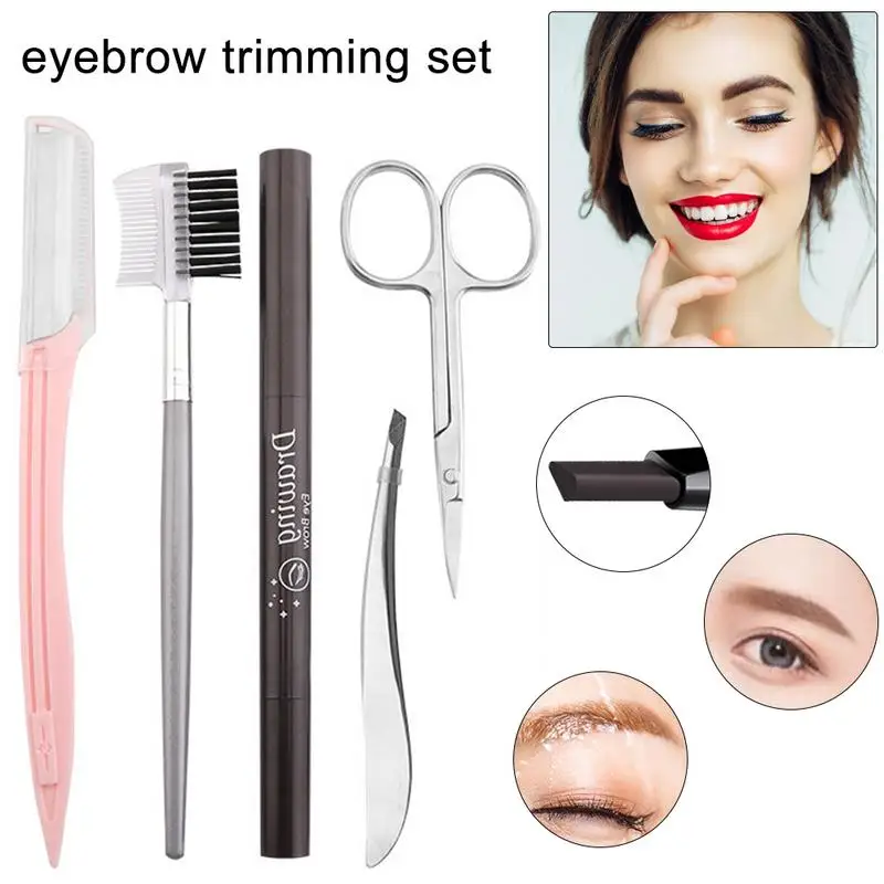 Eyebrow Grooming Suit Kits Stainless Steel Eyebrow Scissors Trimmer Utility Tools with Eyebrow Brush Comb Razor Pencil Makeup Ba Eyebrow Grooming Suit Kits Stainless Steel Eyebrow Scissors Trimmer Utility Tools with Eyebrow Brush Comb Razor Pencil Makeup Ba