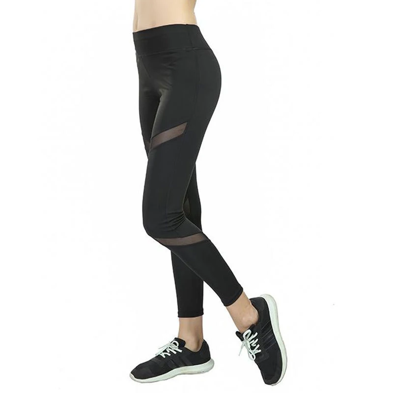 

Women Running Sportswear Mesh Quick Drying Compression Tights Black Slim Yoga Pants Fitness Seamless Leggings Female