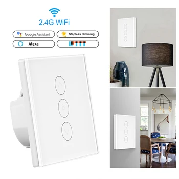 

App Control Wifi Smart Stepless Light Switch Dimmer EU/UK Standard In Wall Touch Control Work with Alexa Google Assistant IFTTT