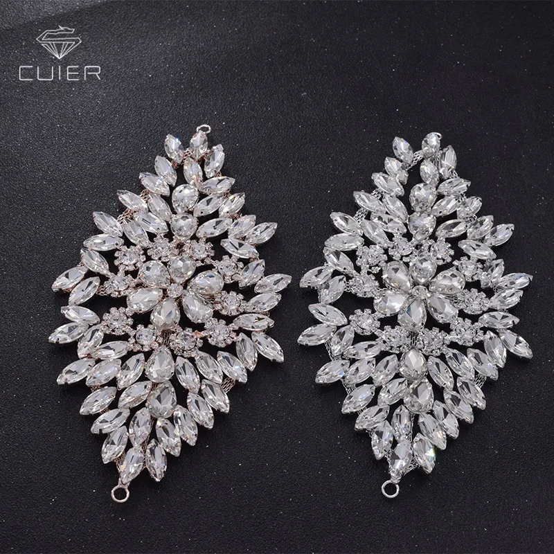 

10pcs/lot Shiny glass rhinestones trims for wedding dress appliques clothings crystal rose gold plated sewing belt sash HD-1146