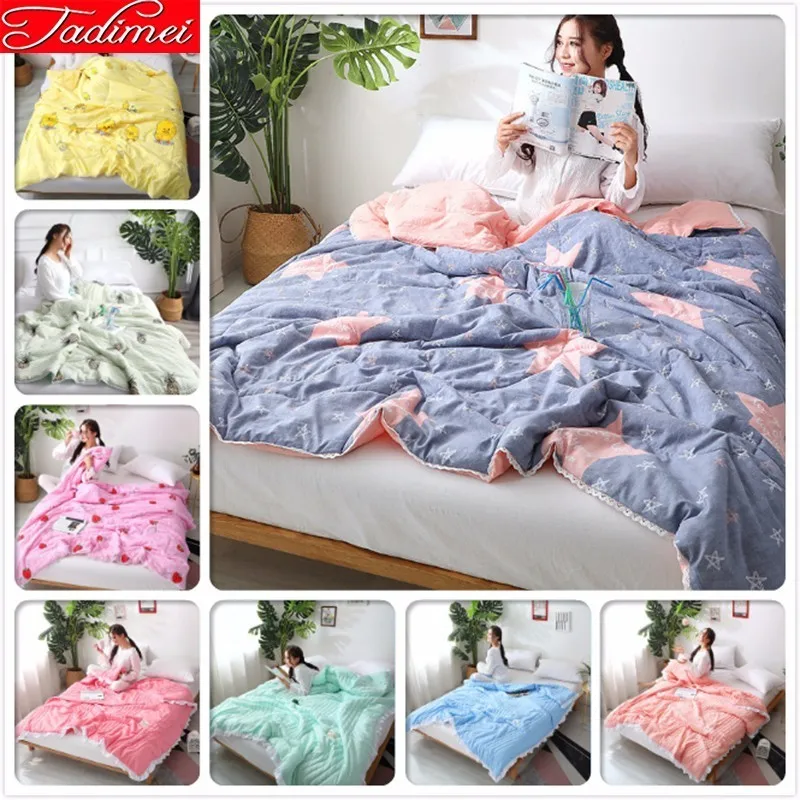 

Summer Autumn Thin Quilt Adult Kids Soft Cotton Comforter Blanket Single Full Queen King Size Bedspreads 150x200 180x220 200x230