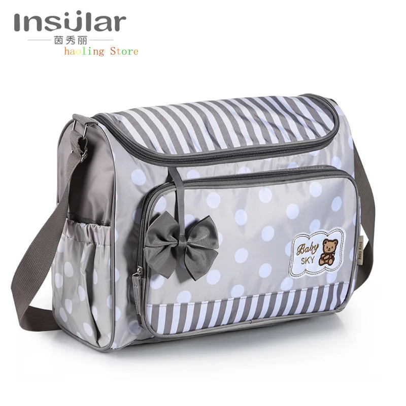 Baby Care Diaper Bag Polyester Multifunction Zipper Crossbody Bag Nappy Changing Diaphragm Free Shipping