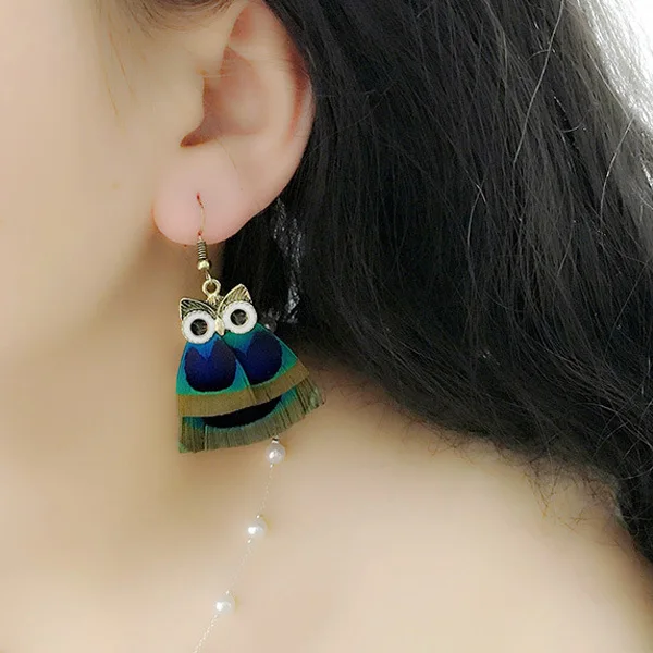 

New Fashion Jewelry Earrings For Women Boho Charming Earring Simple Peacock Feather V Accessory Jewelry