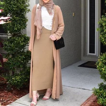 Новое поступление Весенние Женские однотонные хлопковые юбки с высокой талией abaya Robe Femme Дубай мусульманские длинные юбки размера плюс повседневные юбки