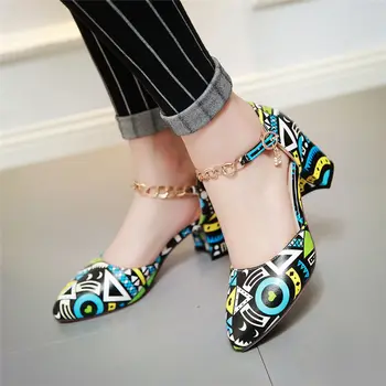 

KarinLuna summer fashion sweet graffi women sandals elegant metal strap shoes woman big size 32-43 high heels date women shoes