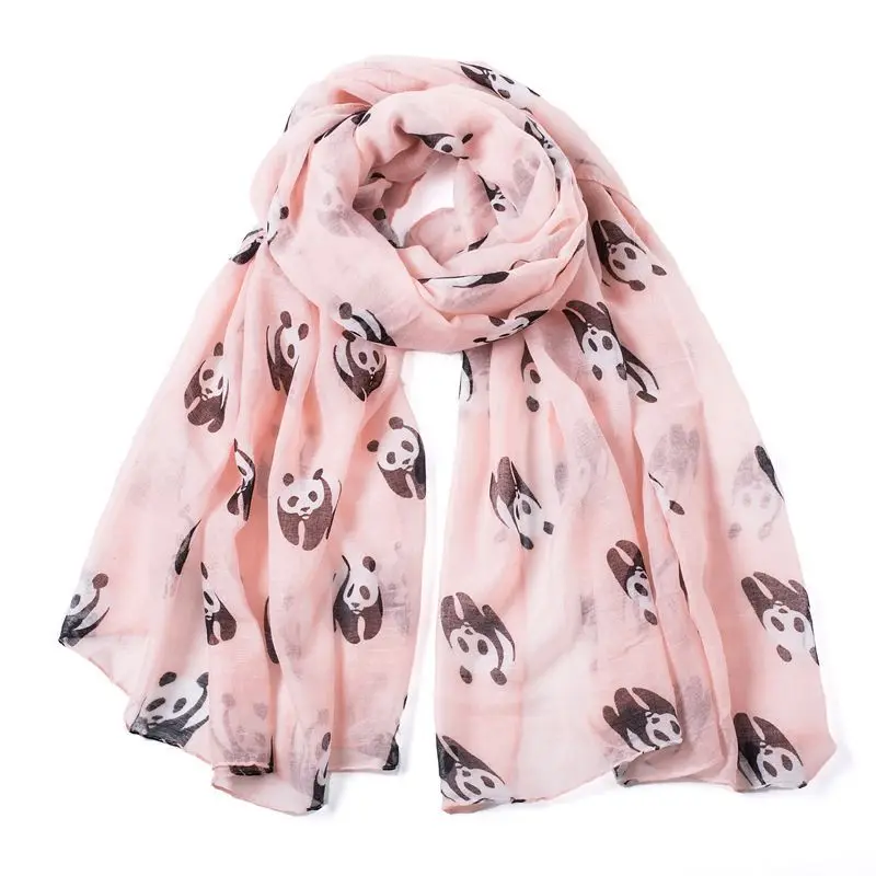 2019 Роскошные Новая мода принт панды животный принт мэм Voile Шелковый зимний шарф Для женщин платок для защиты от солнца платки женская