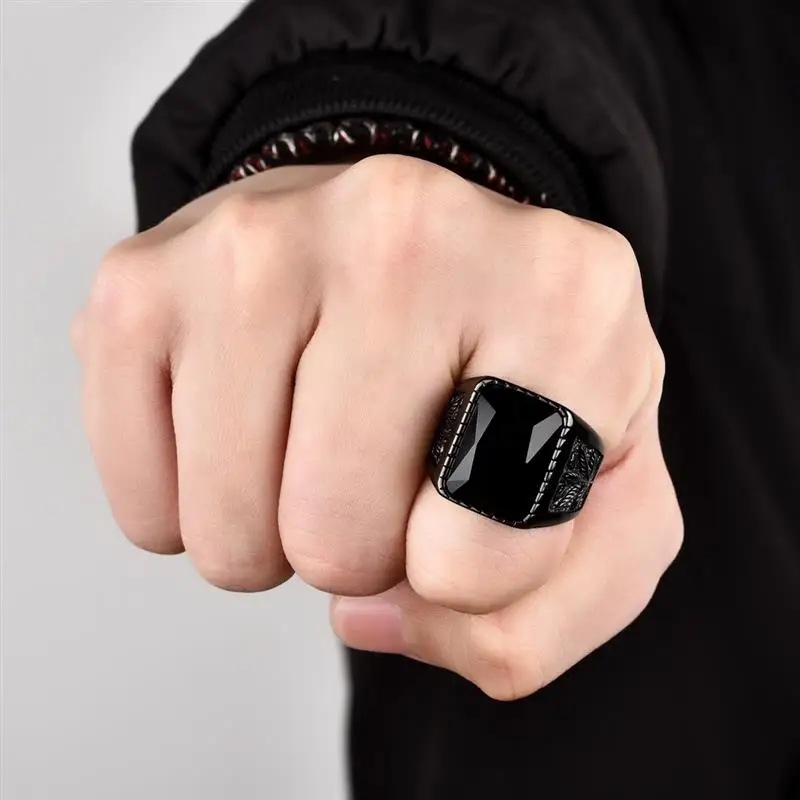 Jiayiqi мужское кольцо в стиле хип-хоп 316L Нержавеющая сталь Черный/кольцо с красным камнем рок Модные мужские ювелирные изделия