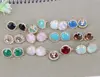 5 Pairs Micro Pave CZ Crystal Glass Round Shape Post Earring Findings with Loop,Cubic Zirconia Crystal Glass Round Stud Earring 2