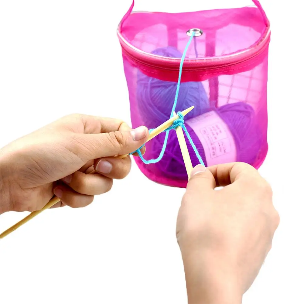 

DIY Crochet Yarn Bag Mesh Woolen Yarn Storage Case Travel Storage Space Saver Convenient Beautiful Practical Quick Delivery