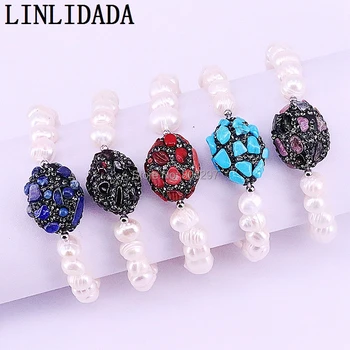 

6Pcs Natural Fresh Water Pearl Beads Stretch Charm Bracelets High Quality Gem Fashion Woman Jewelry PB01