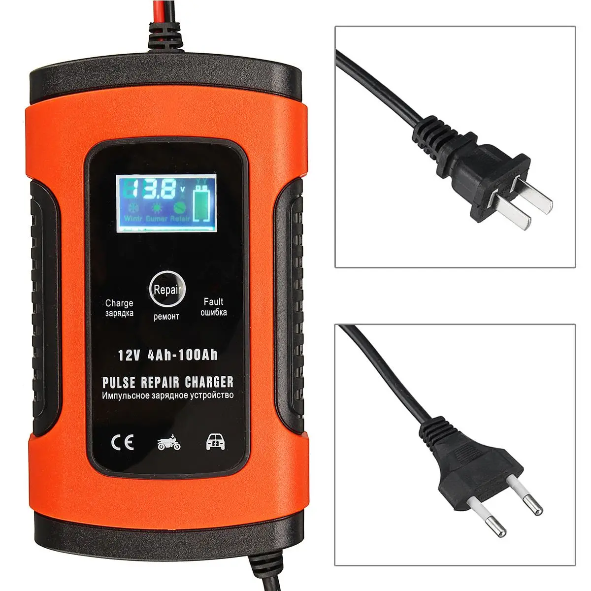 New 12V 5A 4-100Ah Auto Car Intelligent Battery Charger Jump Starter LCD Intelligent 100-240V Pulse Repair Type