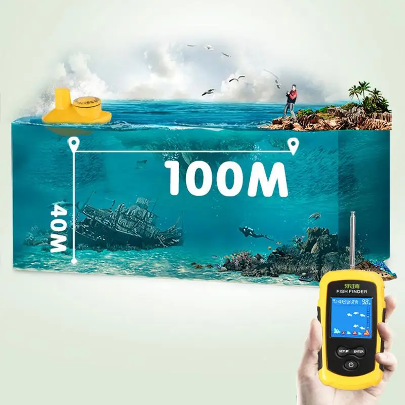 1 pc صياد السمك 40 M/120FT المحمولة اللاسلكية الاستشعار سونار محول كاشف صياد السمك ل في الهواء الطلق الصيد
