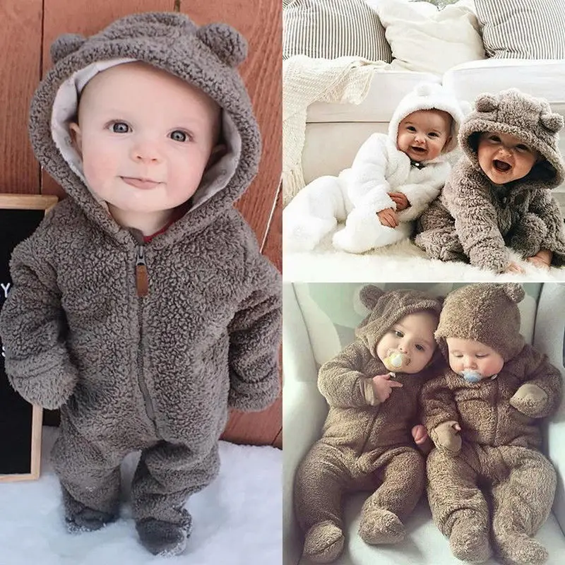 

Pudcoco Cute Hot Style Newborn Baby Girl Boy Fuzzy Clothes Hooded Footies Jumpsuit 0-24M