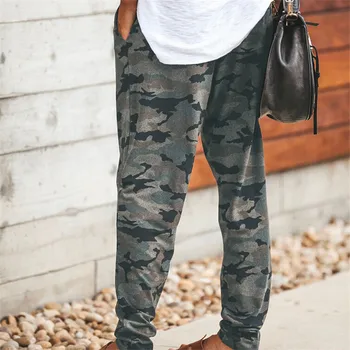 

New Women Camouflage Printed Pants 2019 Spring Autumn Casual Camo Long Pants Ladies Military Army Loose Pocket Lace-up Trousers
