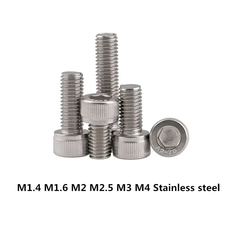 

2019 50pcs M1.4 M1.6 M2 M2.5 M3 M4 Stainless Steel 304 Din912 Hexagon Socket Head Cap Screw A2 Hex Cup Furniture Bike Bolts