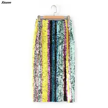 Весеннее Новое поступление, женские юбки с блестящими блестками, Faldas Largas Elegantes, облегающая юбка миди с высокой талией, Xnxee