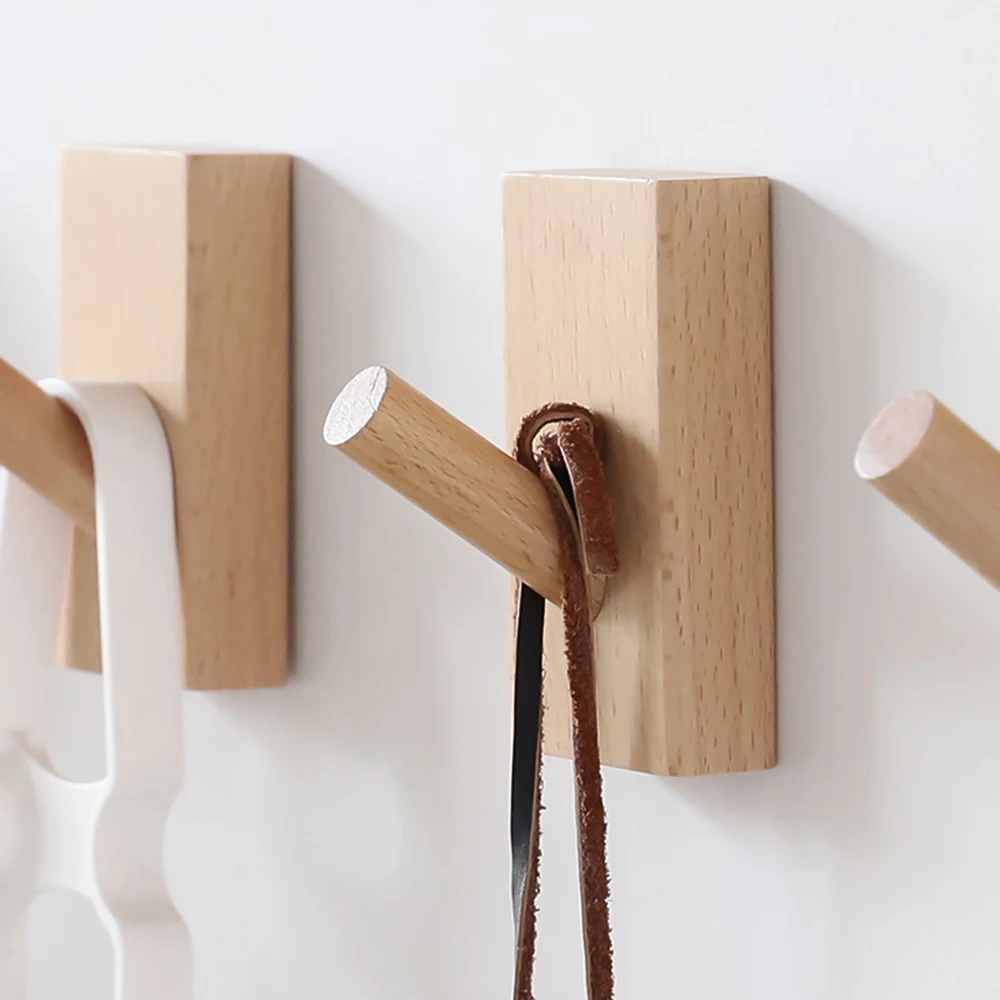 

Solid Natural Wooden Hook Wall Hanger Hook Home Decoration Firm Durable Moisture-proof Mildew-proof Hooks Key Coat Bag Racks