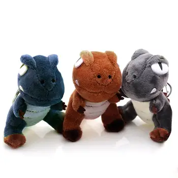 

10CM Cute Cartoon Dinosaur Plush Toy Pendant Super Soft Stuffed Doll Mascot Pendant with Metal Keychain